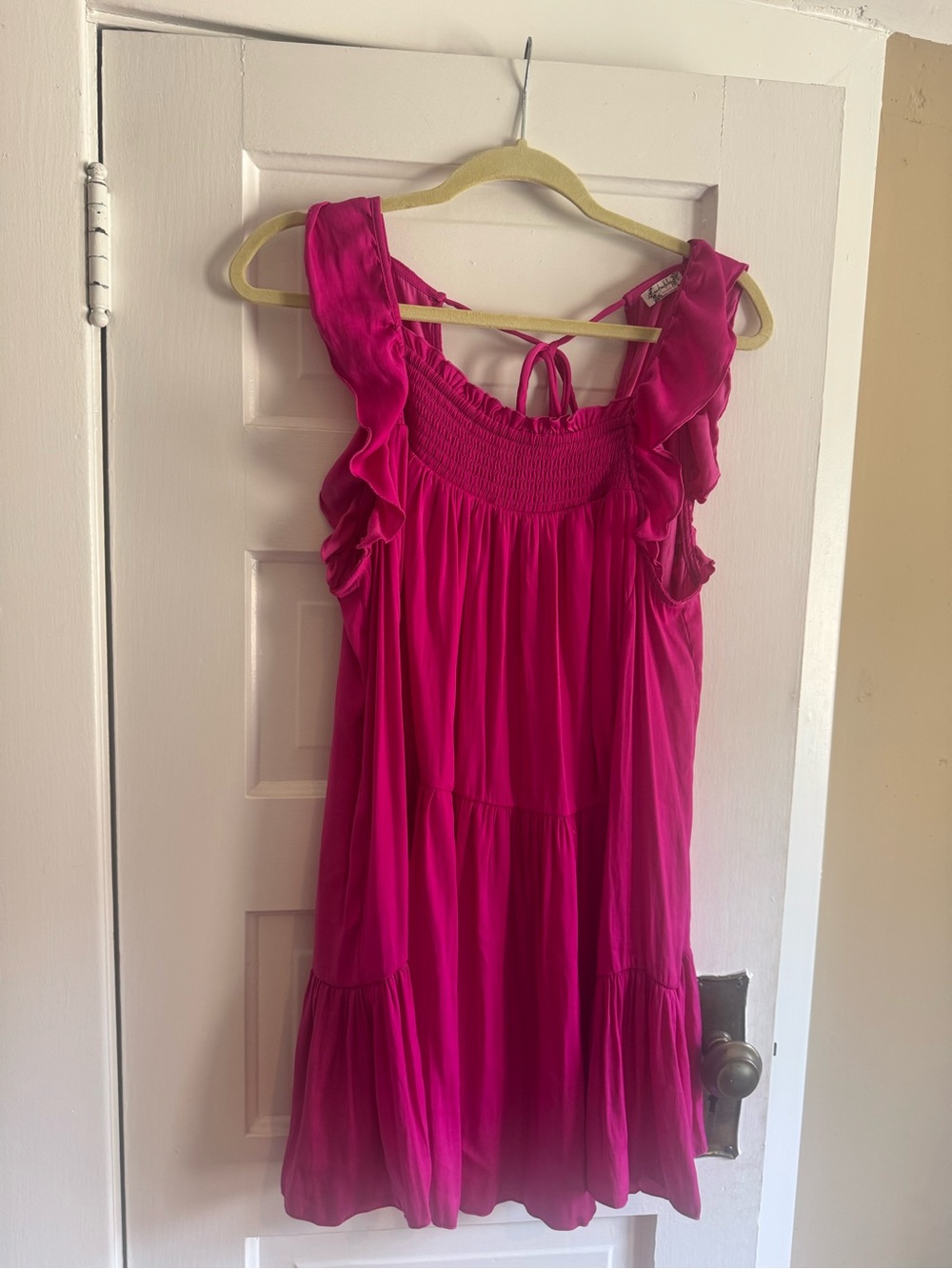 Free People Bright Fuchsia Ruffle Mini Dress